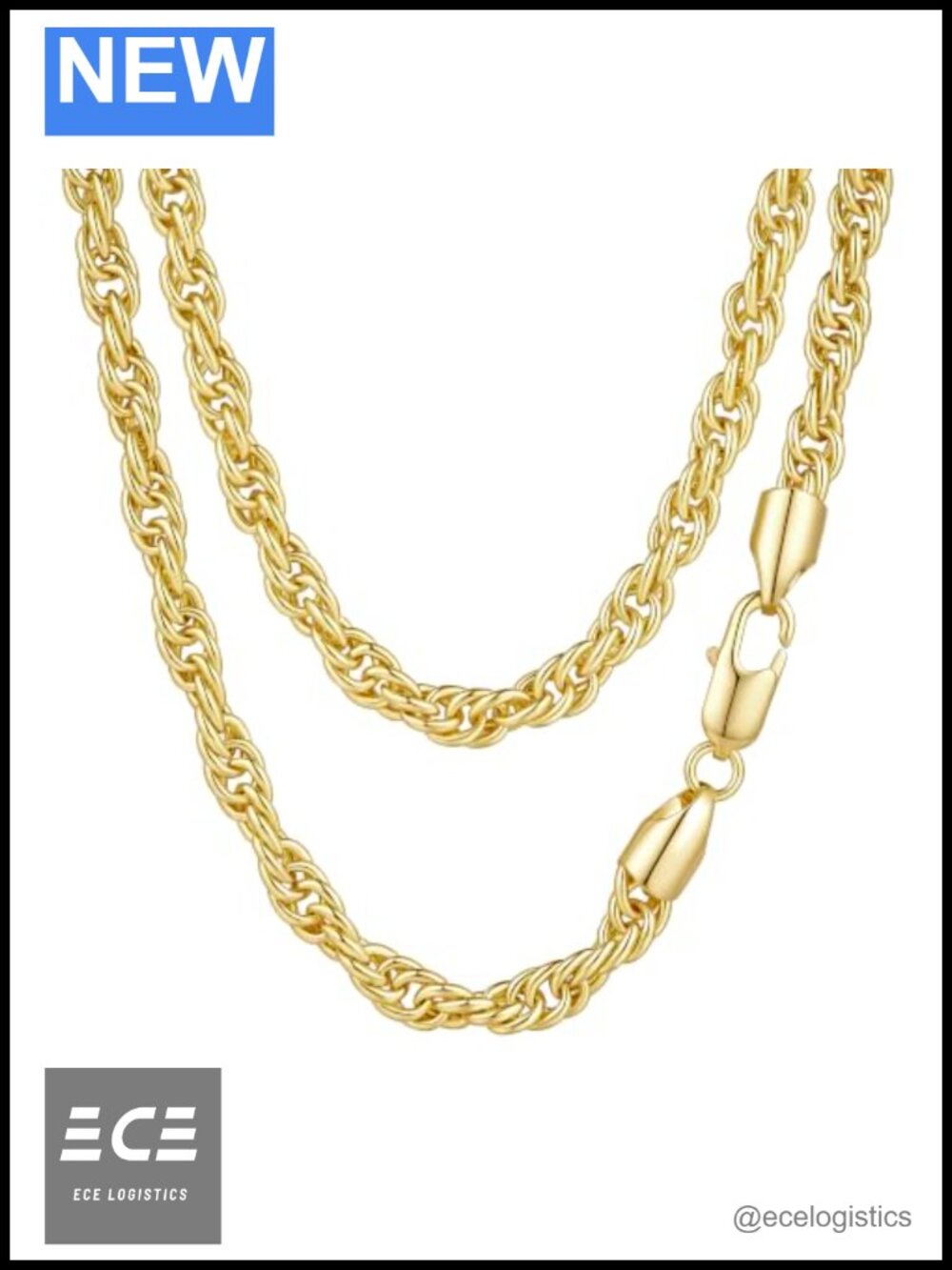14K Gold Rope Chain Necklace 4mm 28in Lobster Clasp Unisex